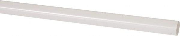 Made in USA - 8' Long, 1/2" Diam, PVDF Plastic Rod - White - Caliber Tooling