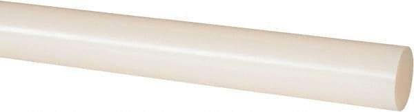 Made in USA - 4' Long, 1" Diam, PVDF Plastic Rod - White - Caliber Tooling