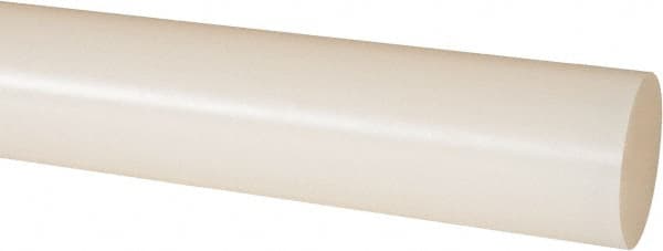 Made in USA - 4' Long, 1-1/2" Diam, PVDF Plastic Rod - White - Caliber Tooling