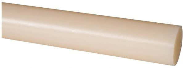 Made in USA - 8' Long, 1-3/8" Diam, Nylon 6/6 Plastic Rod - Natural (Color) - Caliber Tooling