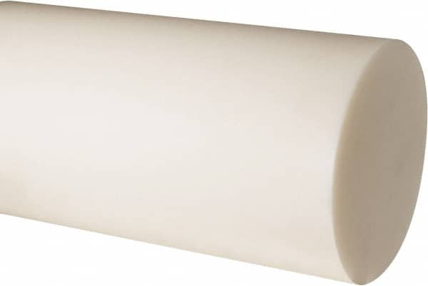 Made in USA - 2' Long, 6" Diam, Nylon 6/6 Plastic Rod - Natural (Color) - Caliber Tooling