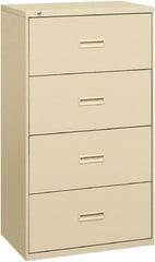 Basyx - 36" Wide x 53-1/4" High x 19-1/4" Deep, 4 Drawer Lateral File - Steel, Putty - Caliber Tooling