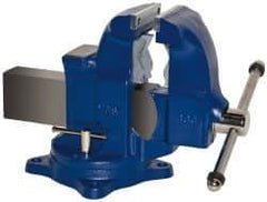 Gibraltar - 5" Jaw Width x 7-1/2" Jaw Opening Capacity, 6" Throat Depth, Bench & Pipe Combination Vise - 1/8 to 4-1/2" Pipe Capacity, Swivel Base, Bolt Down Attachment, Ductile Iron - Caliber Tooling