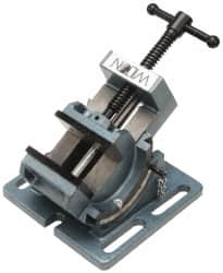 Wilton - 3" Jaw Opening Capacity x 1-1/8" Throat Depth, Angle Drill Press Vise - 3" Wide x 1-1/8" High Jaw, Stationary Base, Standard Speed, 6" OAL x 4" Overall Height, Cast Iron - Caliber Tooling