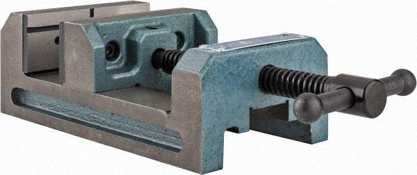 Wilton - 4" Jaw Opening Capacity x 1-1/2" Throat Depth, Horizontal Drill Press Vise - 4" Wide x 1-1/2" High Jaw, Stationary Base, Standard Speed, 7-5/16" OAL x 2-3/4" Overall Height, Cast Iron - Caliber Tooling