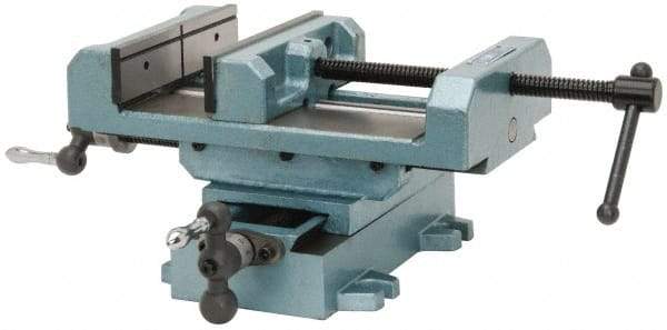 Wilton - 8" Jaw Opening Capacity x 2" Throat Depth, Horizontal Drill Press Vise - 8" Wide x 2" High Jaw, Cross Slide Base, Standard Speed, 11" OAL x 7-1/4" Overall Height, Cast Iron - Caliber Tooling