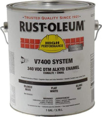 Rust-Oleum - 1 Gal White Flat Finish Alkyd Enamel Paint - 230 to 425 Sq Ft per Gal, Interior/Exterior, Direct to Metal, <340 gL VOC Compliance - Caliber Tooling