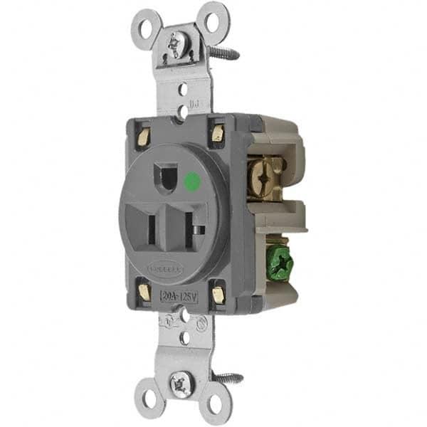 Hubbell Wiring Device-Kellems - 125V 20A NEMA 5-20R Hospital Grade Gray Straight Blade Single Receptacle - Caliber Tooling