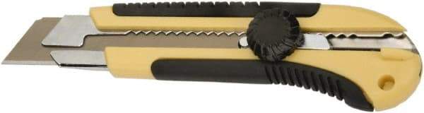 Ability One - Snap Utility Knife - 4-1/2" Steel Blade, Yellow Die Cast Handle, 5 Blades Included - Caliber Tooling