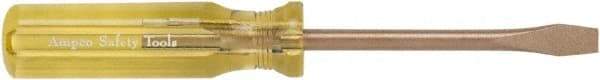 Ampco - 195mm OAL Standard Slotted Screwdriver - 100mm Blade Length, Round Shank, Acetate Handle - Caliber Tooling