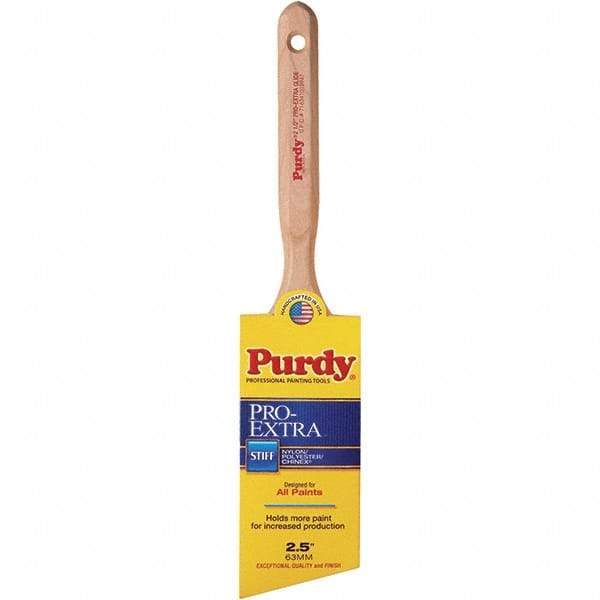 Purdy - 2-1/2" Angled Nylon/Polyester General Purpose Paint Brush - 3-3/16" Bristle Length, 7-1/4" Wood Fluted Handle - Caliber Tooling