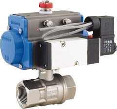 BONOMI - 1" Pipe, 1,000 psi WOG Rating 316 Stainless Steel Pneumatic Double Acting with Solenoid Actuated Ball Valve - PTFE Seal, Full Port, 150 psi WSP Rating, NPT End Connection - Caliber Tooling