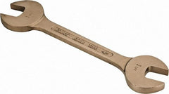 Ampco - 1-1/4" x 1-7/16" Nonsparking Open End Wrench - 14-3/8" OAL, Double End, Plain Finish, 15° Head Angle - Caliber Tooling