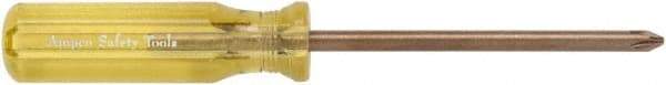 Ampco - #0, 6" OAL, Standard Phillips Screwdriver - 2-23/64" Blade Length, Round Shank, Acetate Handle - Caliber Tooling