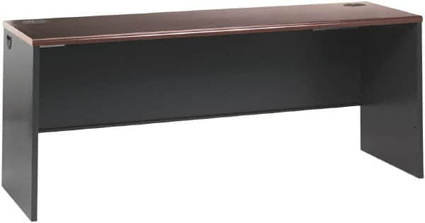 Hon - Steel-Reinforced High-Pressure Laminate/Metal Desk Shell - 60" Wide x 30" Deep x 29" High, Mahogany/Charcoal - Caliber Tooling