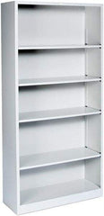 Hon - 5 Shelf, 71" High x 34" Wide Bookcase - 12" Deep, Steel, Light Gray - Caliber Tooling