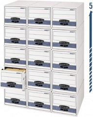 BANKERS BOX - 1 Compartment, 15 Inch Wide x 23 Inch Deep x 10 Inch High, File Storage Box - Steel Wire Frame, White and Blue - Caliber Tooling