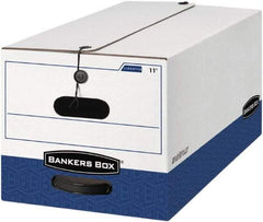 BANKERS BOX - 1 Compartment, 15 Inch Wide x 24 Inch Deep x 10 Inch High, File Storage Box - 1 Ply Side, 2 Ply Bottom, 2 Ply End, White and Blue - Caliber Tooling