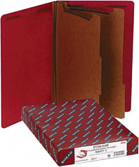 Samsill - 8-1/2 x 14", Legal, Bright Red, Classification Folders with End Tab Fastener - 11 Point Stock, Straight Tab Cut Location - Caliber Tooling