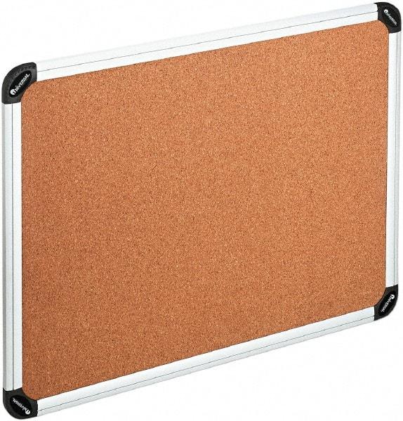 UNIVERSAL - 36" Wide x 24" High Open Cork Bulletin Board - Natural Cork, Silver Frame - Caliber Tooling