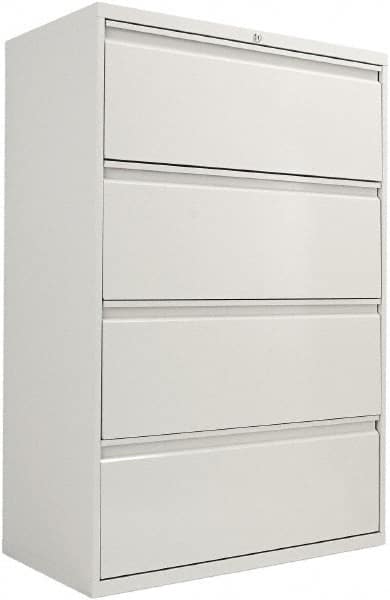 ALERA - 36" Wide x 54" High x 19-1/4" Deep, 4 Drawer Lateral File with Lock - Steel, Light Gray - Caliber Tooling