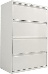 ALERA - 36" Wide x 54" High x 19-1/4" Deep, 4 Drawer Lateral File with Lock - Steel, Light Gray - Caliber Tooling