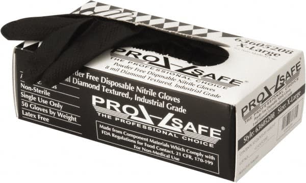 PRO-SAFE - 50 Piece Pack, Size XL, 8 mil, Industrial Grade, Powder Free Nitrile Disposable Gloves - Exact Industrial Supply