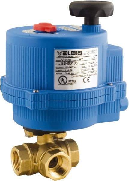 BONOMI - 1-1/4" Pipe, 100-240 VACV Voltage 400 psi WOG Rating Brass Electric Actuated Ball Valve - PTFE Seal, Standard Port, 100 psi WSP Rating, NPT End Connection - Caliber Tooling