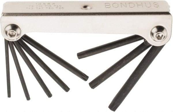 Bondhus - 8 Piece T9 to T40 Fold-Up Torx Key Set - T9, T10, T15, T20, T25, T27, T30, T40 Torx Size - Caliber Tooling