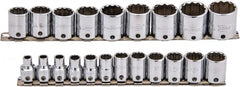 Proto - 21 Piece 3/8" Drive Socket Set - 12 Points, 6mm to 26mm Range, Metric Measurement Standard - Caliber Tooling