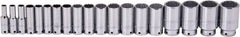 Proto - 19 Piece 1/2" Drive Deep Well Socket Set - 12 Points, 3/8" to 1-1/2" Range, Inch Measurement Standard - Caliber Tooling