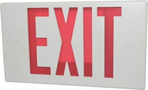 Cooper Lighting - 1 and 2 Face, 0.98, 1.03 Watt, White, Polycarbonate, LED, Illuminated Exit Sign - 120/277 VAC, Nickel Cadmium, Surface Mounted, 13 Inch Long x 2-1/8 Inch Wide x 7-1/2 Inch High - Caliber Tooling