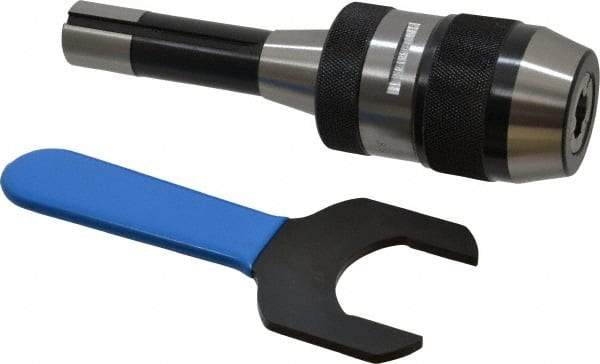 Accupro - R8, 1/8 to 5/8" Capacity, Integral Shank Drill Chuck - Keyless, Taper Shank, 2-1/8" Sleeve Diam, 3.425" Open Length - Exact Industrial Supply