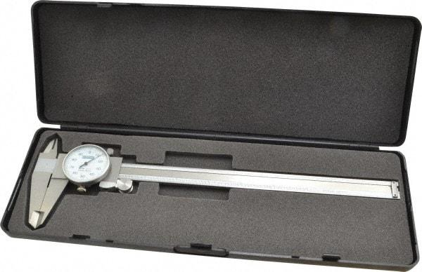 Fowler - 0" to 8" Range, 0.001" Graduation, 0.1" per Revolution, Dial Caliper - White Face, 2" Jaw Length - Caliber Tooling