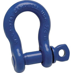 Campbell - 1/2" Nominal Chain Size, 2 Ton Carbon Steel Screw Anchor Shackle - 1-3/8" Pin Diam, 13/16" Wide Inside Jaw, 1-1/4" Inside Width, 2-5/8" Max Body Thickness - Caliber Tooling