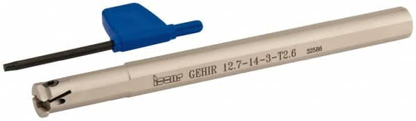 Iscar - GEHI, Internal, Right Hand, 0.102" Max Depth of Cut, 0.095 to 1/8" Groove Width, Indexable Grooving Tool Holder - GEMI.., GEPI.. Insert Compatibility, 1/2" Shank Width, 6" OAL, Through Coolant - Caliber Tooling