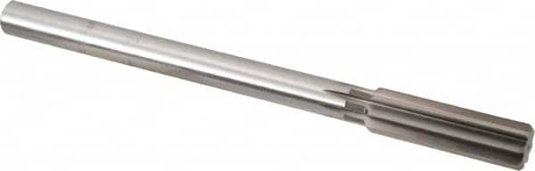 Cleveland - 25/32" High Speed Steel 8 Flute Chucking Reamer - Straight Flute, Straight Shank, 2-1/2" Flute Length, 9-1/2" OAL - Caliber Tooling