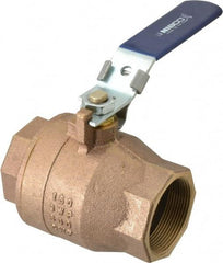 NIBCO - 2" Pipe, Full Port, Bronze Standard Ball Valve - 2 Piece, Inline - One Way Flow, FNPT x FNPT Ends, Locking Lever Handle, 600 WOG, 150 WSP - Caliber Tooling