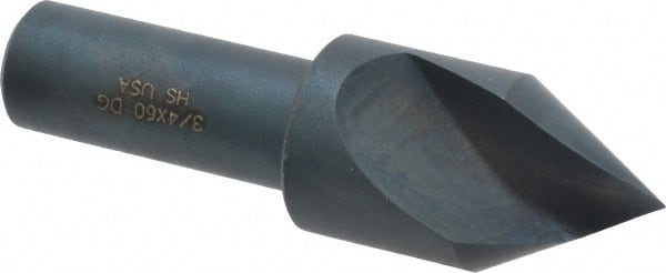 Cleveland - 3/4" Head Diam, 1/2" Shank Diam, 1 Flute 60° High Speed Steel Countersink - Caliber Tooling