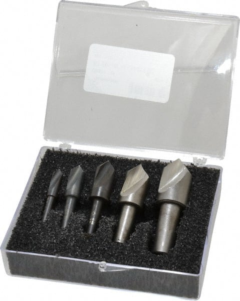 Cleveland - 5 Piece, 1/4 to 3/4" Head Diam, 82° Included Angle, Single End Countersink Set - Caliber Tooling