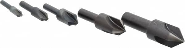 Cleveland - 5 Piece, 1/4 to 3/4" Head Diam, 82° Included Angle, Single End Countersink Set - Caliber Tooling