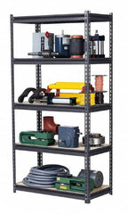 Edsal - 5 Shelf Starter Heavy-Duty Open Steel Shelving - 1,000 Lb Capacity, 48" Wide x 72" High x 18" Deep, Gray - Caliber Tooling