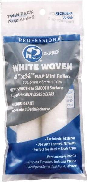 Premier Paint Roller - 1/4" Nap, 4" Wide Paint Mini Roller Covers - Smooth Texture, Woven - Caliber Tooling