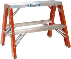 Werner - 2 Steps, 2' High, Type IA Rating, Fiberglass Step Stand - 300 Lb Load Capacity, 31-1/4" Base Width - Caliber Tooling