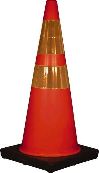 PRO-SAFE - 28" High, Orange Traffic Cone with Base - 14" Base Width, 7 Lb, PVC - Caliber Tooling