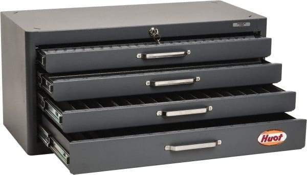 Huot - 4 Drawer, 1/4-20 to 1-14 Tap Storage - 26" Wide x 12" Deep x 12-1/2" High, Steel - Caliber Tooling