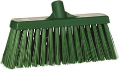 Vikan - 12" Heavy Duty Synthetic Push Broom - 2" Bristle Length, Plastic Block, European Threaded Handle Connection - Caliber Tooling