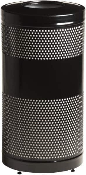 Rubbermaid - 25 Gal Black Round Decorative Waste Receptacle With Top - Steel, 902mm High - Caliber Tooling