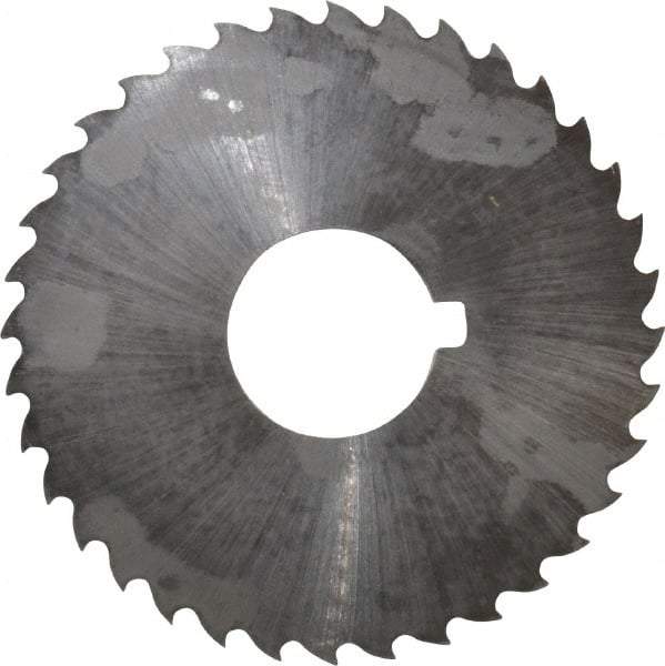 Controx - 2" Diam x 0.0469" Blade Thickness x 5/8" Arbor Hole Diam, 36 Tooth Slitting and Slotting Saw - Arbor Connection, Right Hand, Uncoated, Cobalt, 15° Rake, Concave Ground, Contains Keyway - Caliber Tooling