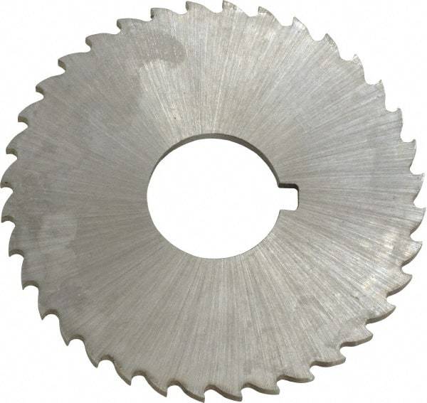 Controx - 2" Diam x 0.0781" Blade Thickness x 5/8" Arbor Hole Diam, 36 Tooth Slitting and Slotting Saw - Arbor Connection, Right Hand, Uncoated, Cobalt, 15° Rake, Concave Ground, Contains Keyway - Caliber Tooling